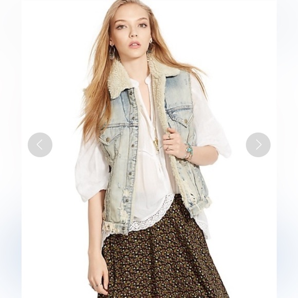 Denim & Supply Ralph Lauren Jackets & Blazers - Ralph Lauren Denim & Supply Denim Sherpa Sleeveless Vest Size M